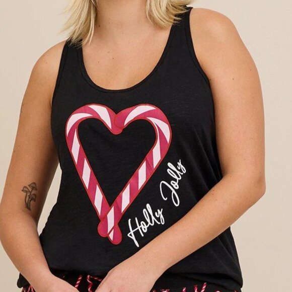 Torrid Black Tank Top with Red Candy Cane Heart - Picture 4 of 7